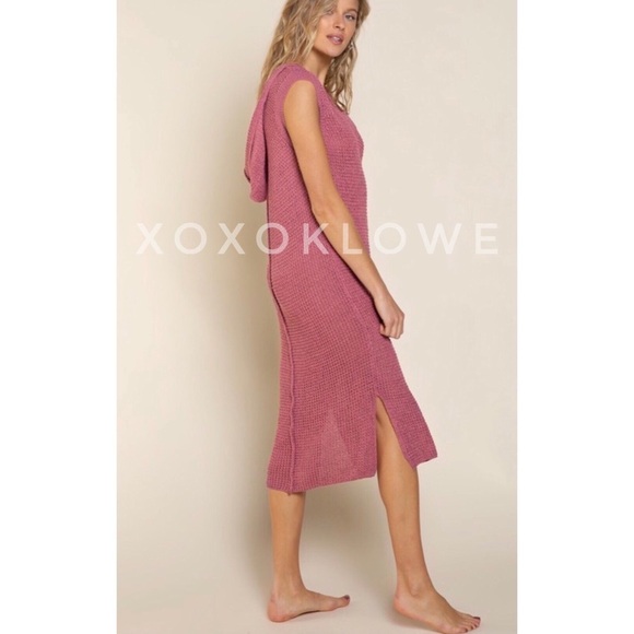 POL Dark Pink Sleeveless Hooded Sweater Dress Relaxed Fit - Picture 10 of 15